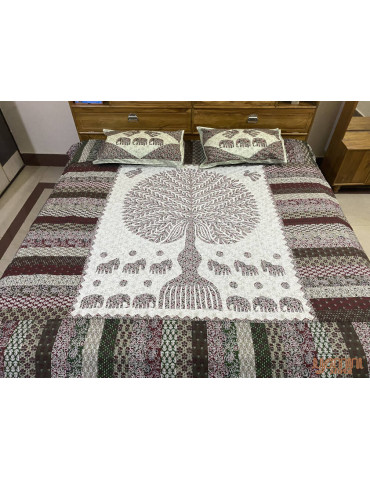 Multicolor Premium  Printed CottonAnimal and Treel Pattern Bedsheet with 2 Pillow covers