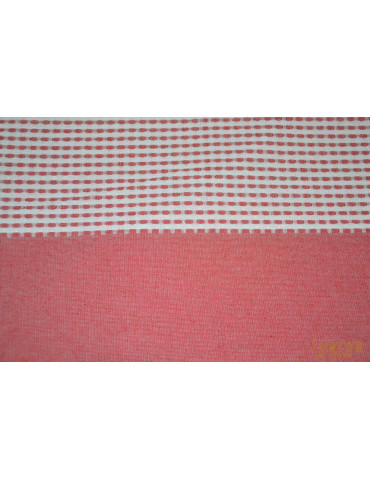 Handloom Cotton Double Bedsheet with Pillow Cover White with Red Horizontal Stripe