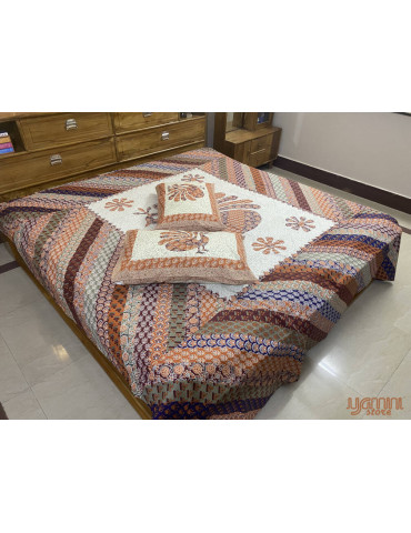 Multicolor Animal and Tree Pattern Premium Printed Cotton Bedsheet with 2 Pillow covers