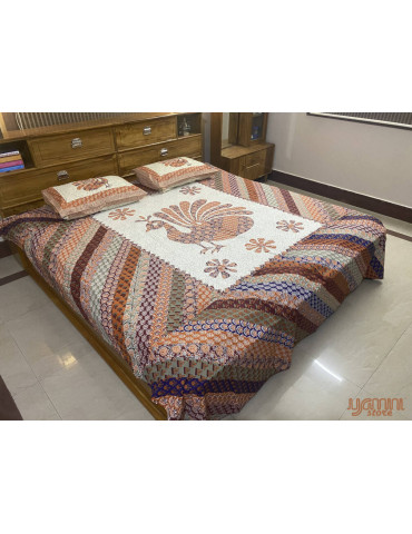 Multicolor Animal and Tree Pattern Premium Printed Cotton Bedsheet with 2 Pillow covers