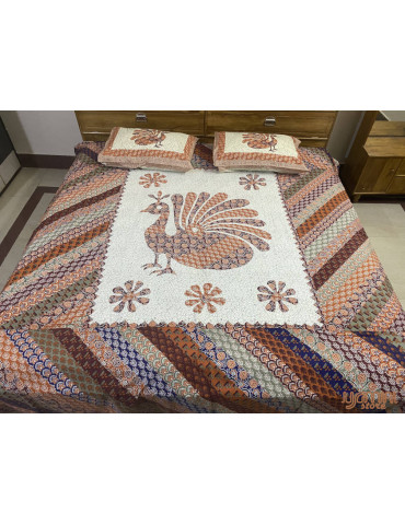 Multicolor Animal and Tree Pattern Premium Printed Cotton Bedsheet with 2 Pillow covers