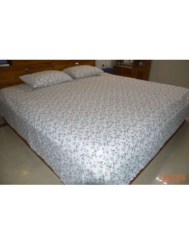 Premium Lightweight Cotton Floral Pattern Bedsheet with 2 Pillow covers