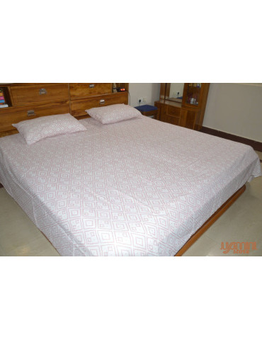 Traditional Jaipuri Print Handloom Double Bedsheet with Pillow Cover