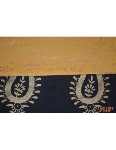 Gold Toned Patola Print Jaipuri Double Bedsheet with Pillow Cover