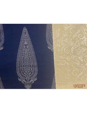 Gold Toned Patola Print Jaipuri Double Bedsheet with Pillow Cover