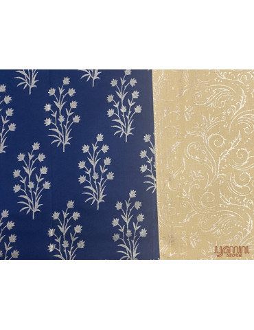 Gold Toned Patola Print Jaipuri Double Bedsheet with Pillow Cover