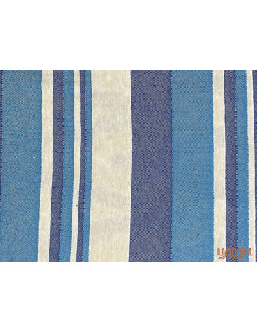 Handloom Cotton Single Bedsheet Shades of Blue Stripes on White Base
