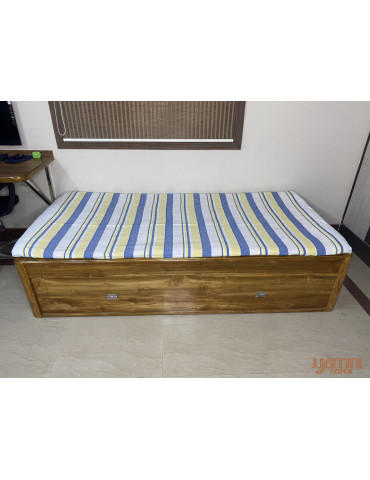 Handloom Cotton Single Bedsheet Yellow Blue Stripes on White Base