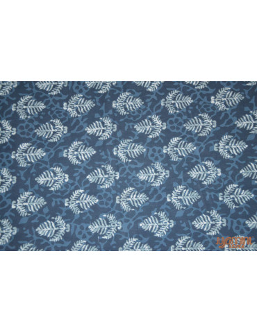 Indigo Floral Print Handloom Cotton Double Bedsheet with Pillow Cover