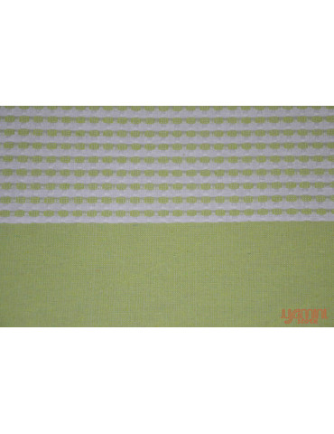 Olive Green & White Horizontal Stripes Handloom Double Bedsheet with Pillow Cover 