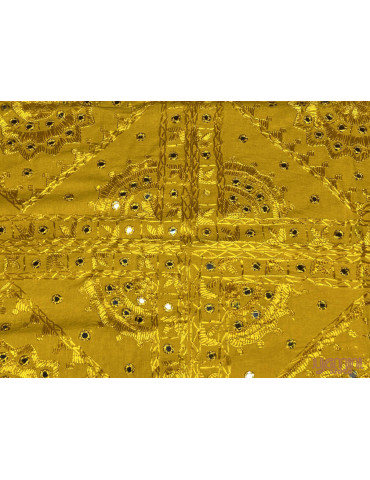 Yellow Thread Mirror Intricate Work Premium Quality Diwan Cover
