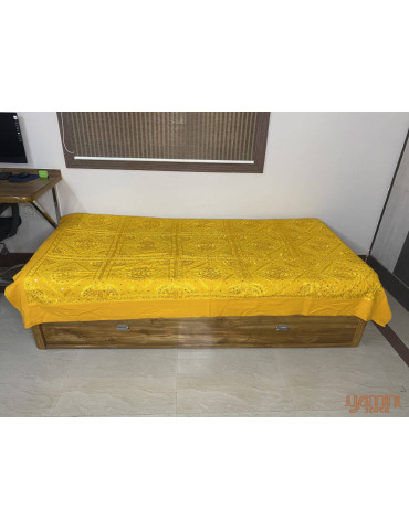 Yellow Thread Mirror Intricate Work Premium Quality Diwan Cover
