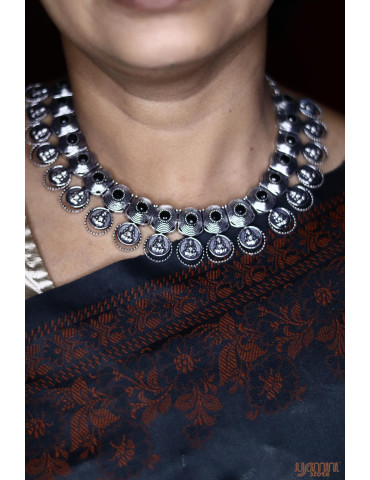 German Silver Black Spiral Temple Design Necklace