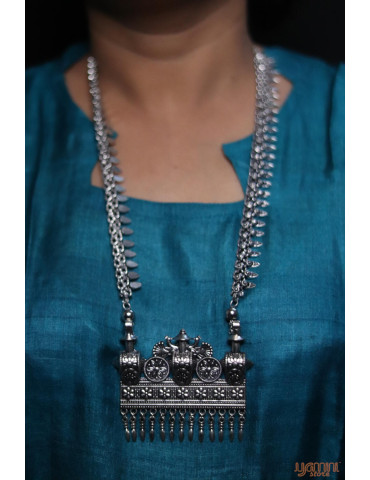 Oxidised Temple Jewellery Long Necklace
