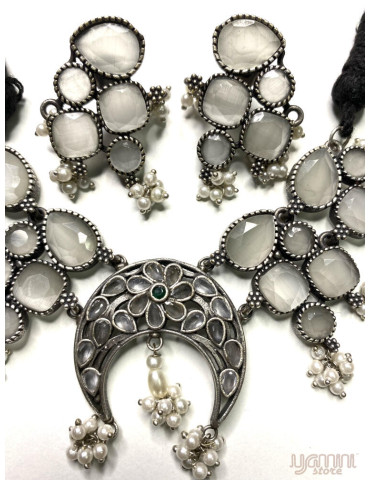 Silver Replica White Designer Necklace Set