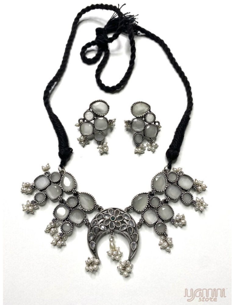 Silver Replica White Designer Necklace Set