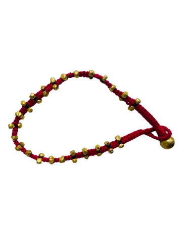 Handcrafted Tribal Jewellery Brass Beads Maroon Threaded Anklet for Women & Girls 1 Piece