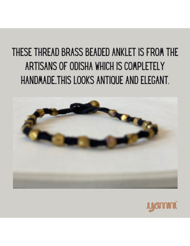 Handcrafted Tribal Jewellery Brass Beads Black Threaded Anklet for Women & Girls 1 Piece