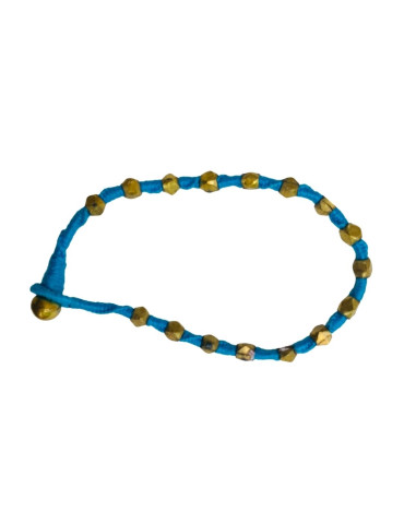 Handcrafted Tribal Jewellery Brass Beads Blue Threaded Anklet for Women & Girls 1 Piece