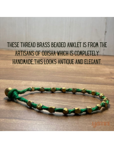 Handcrafted Tribal Jewellery Brass Beads Green Threaded Anklet for Women & Girls 1 Piece