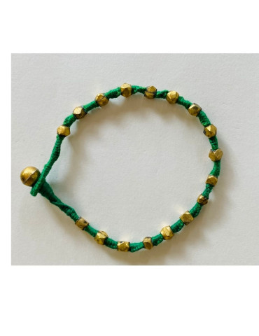 Handcrafted Tribal Jewellery Brass Beads Green Threaded Anklet for Women & Girls 1 Piece