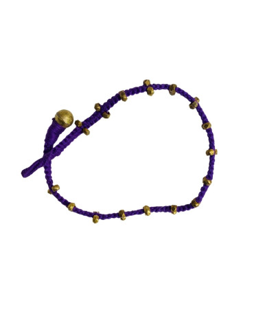 Handcrafted Tribal Jewellery Brass Beads Purple Threaded Anklet for Women & Girls 1 Piece