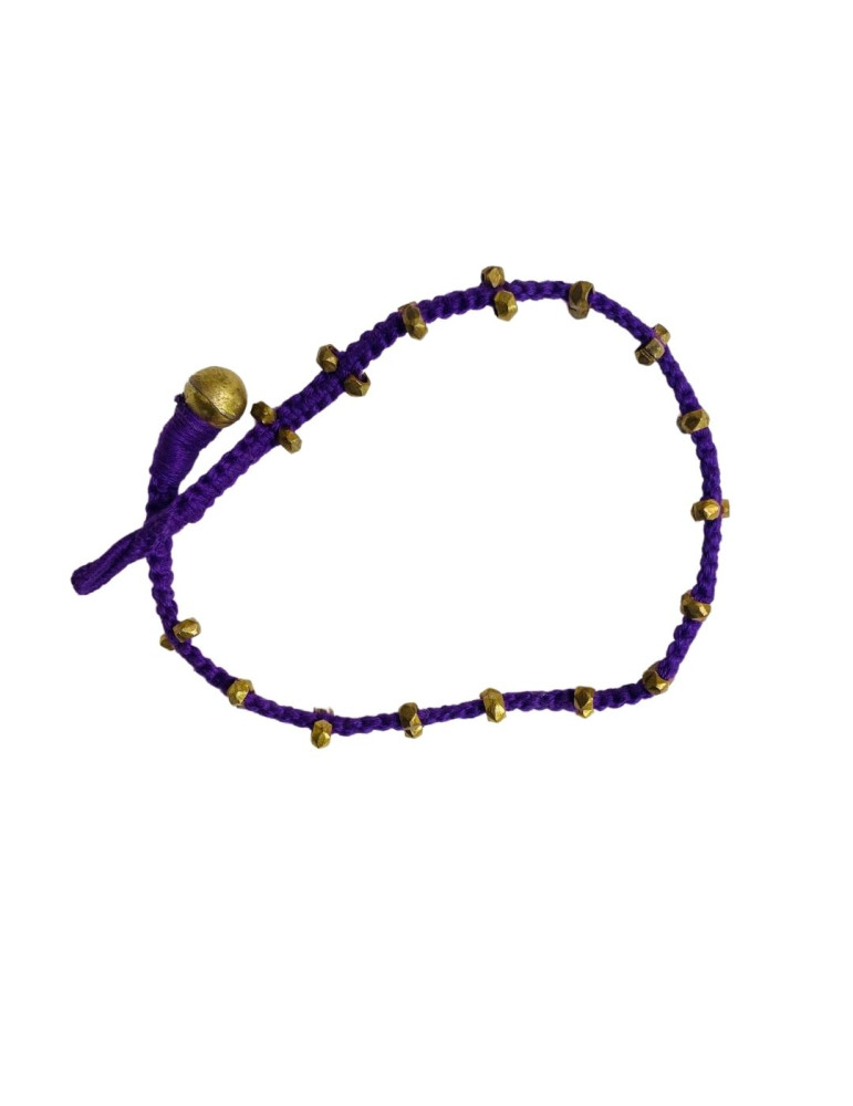 Handcrafted Tribal Jewellery Brass Beads Purple Threaded Anklet for Women & Girls 1 Piece