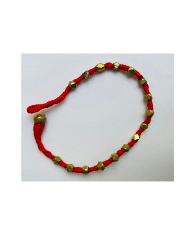 Handcrafted Tribal Jewellery Brass Beads Red Threaded Anklet for Women & Girls 1 Piece
