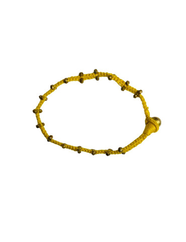 Handcrafted Tribal Jewellery Brass Beads Yellow Threaded Anklet for Women & Girls 1 Piece