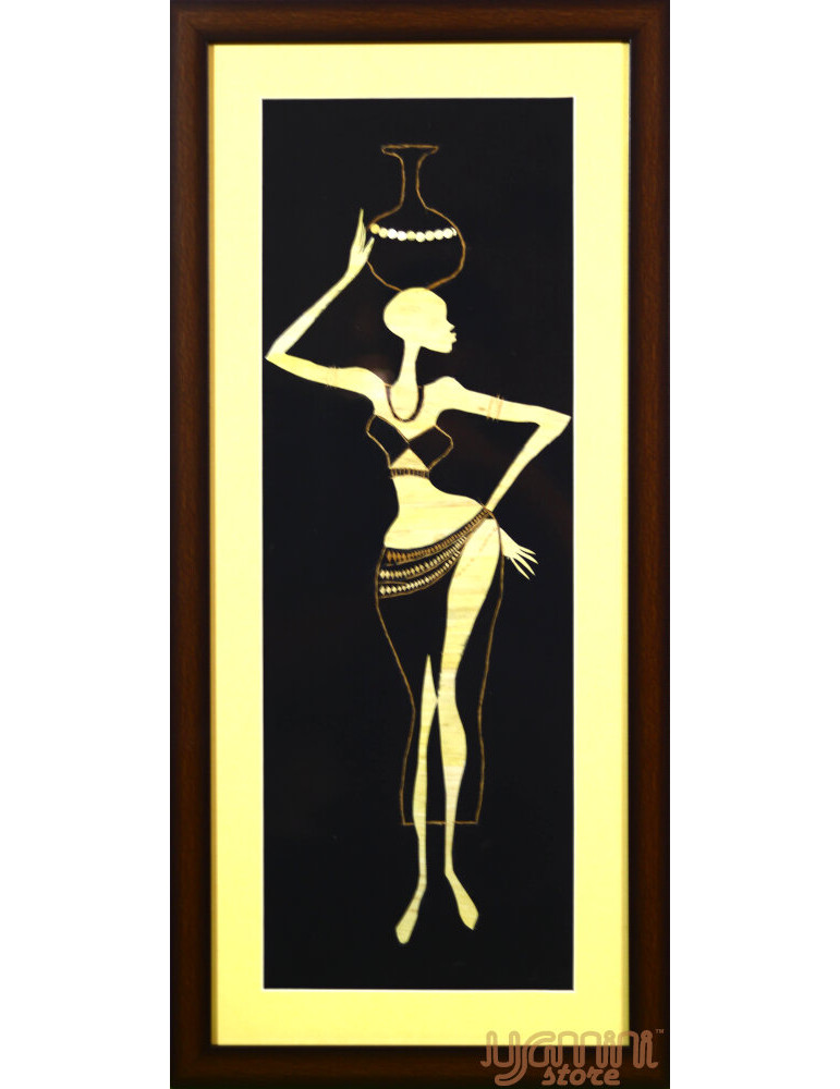 Women Carrying Pot with Crossed Legs