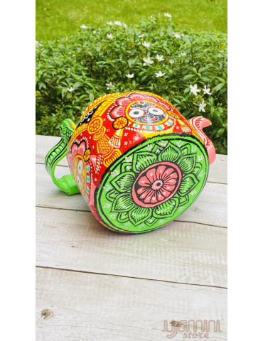 Painted Pattachitra Kettle with Patta Paste Design : Lord  Jagannath Hindu Mythology