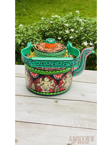 Painted Pattachitra Kettle with Patta Paste Design: Figurine