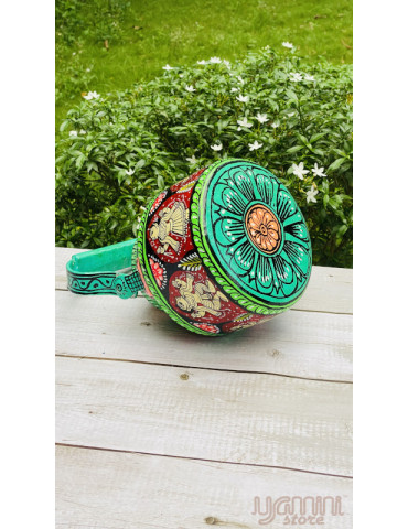 Painted Pattachitra Kettle with Patta Paste Design: Figurine