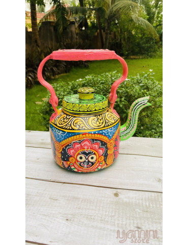 Painted Pattachitra Kettle with Patta Paste Design: Lord Jagannath