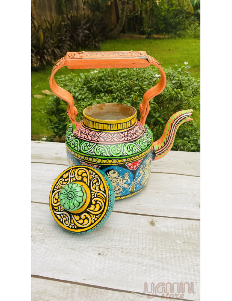Painted Pattachitra Kettle with Patta Paste Design :Figurine