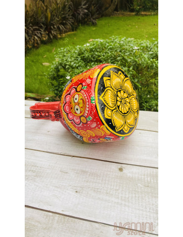Painted Pattachitra Kettle with Patta Paste Design : Lord Jagannath Balabhadra & Subhadra