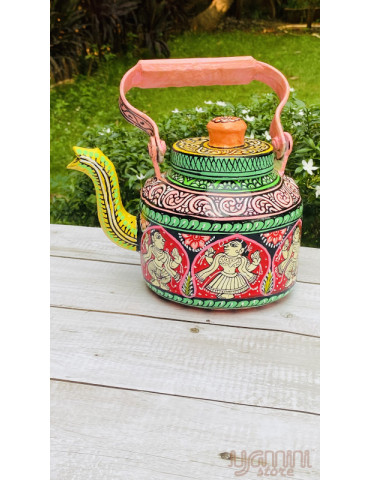 Painted Pattachitra Kettle with Patta Paste Design : Figurine