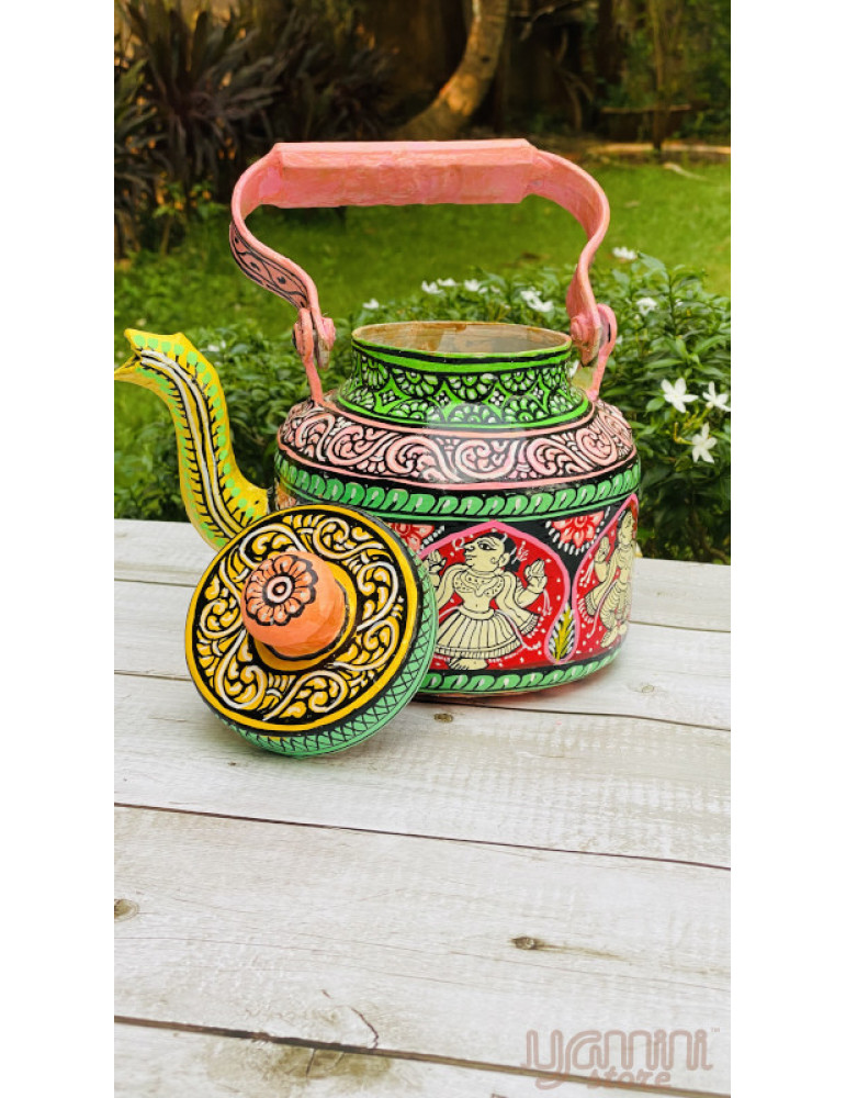Painted Pattachitra Kettle with Patta Paste Design : Figurine
