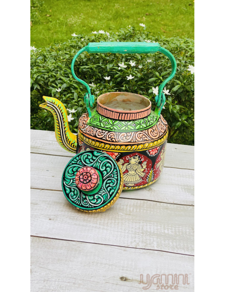 Painted Pattachitra Kettle with Patta Paste Design : Figurine