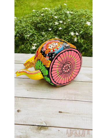 Painted Pattachitra Kettle with Patta Paste Design : Lord Jagannath Balabhadra Subhadra