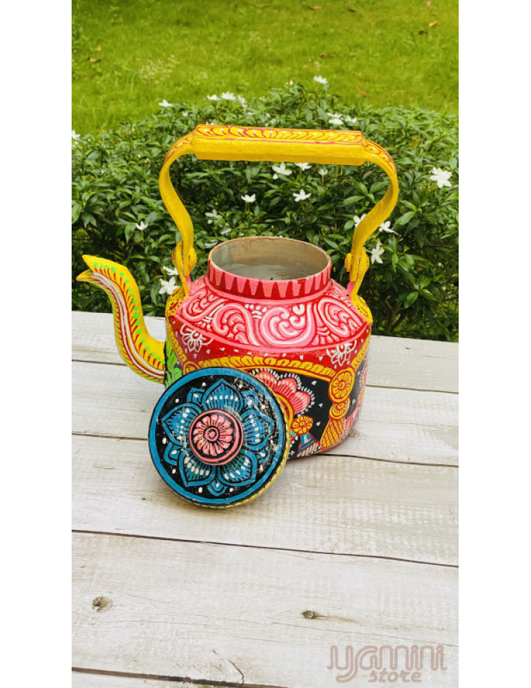 Painted Pattachitra Kettle with Patta Paste Design : Lord Jagannath Balabhadra Subhadra