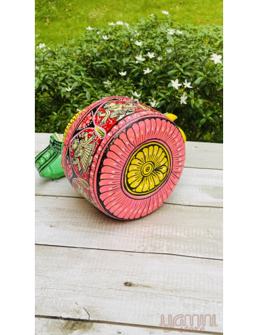 Painted Pattachitra Kettle with Patta Paste Design : Lord Jagannath Balabhadra Subhadra