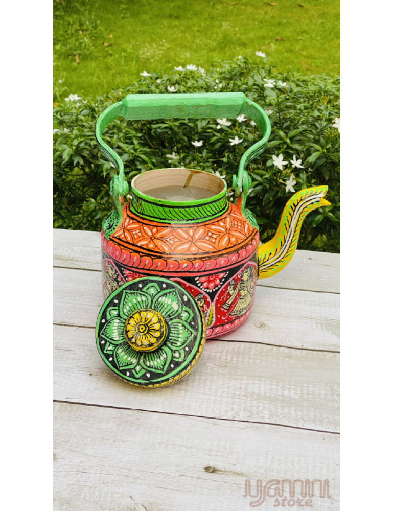 Painted Pattachitra Kettle with Patta Paste Design : Lord Jagannath Balabhadra Subhadra