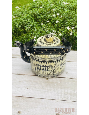 Painted Pattachitra Kettle Design: Tribal Art