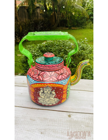 Painted Pattachitra Kettle Design :Goddess Laxmi Hindu Mythology