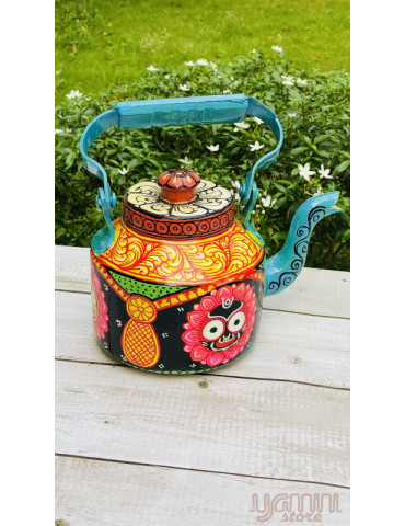 Painted Pattachitra Kettle Design: Lord Jagannath Hindu Mythology
