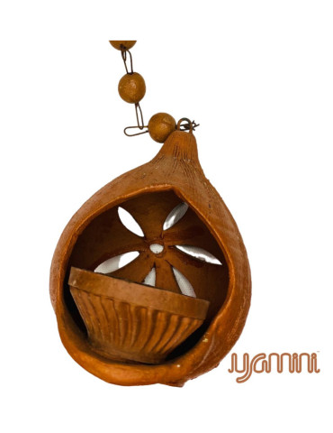 Yamini Terracotta/Mitti/Clay Coconut Shaped Inshell Hanging Diya for Diwali/Navratri Decoration and Pooja