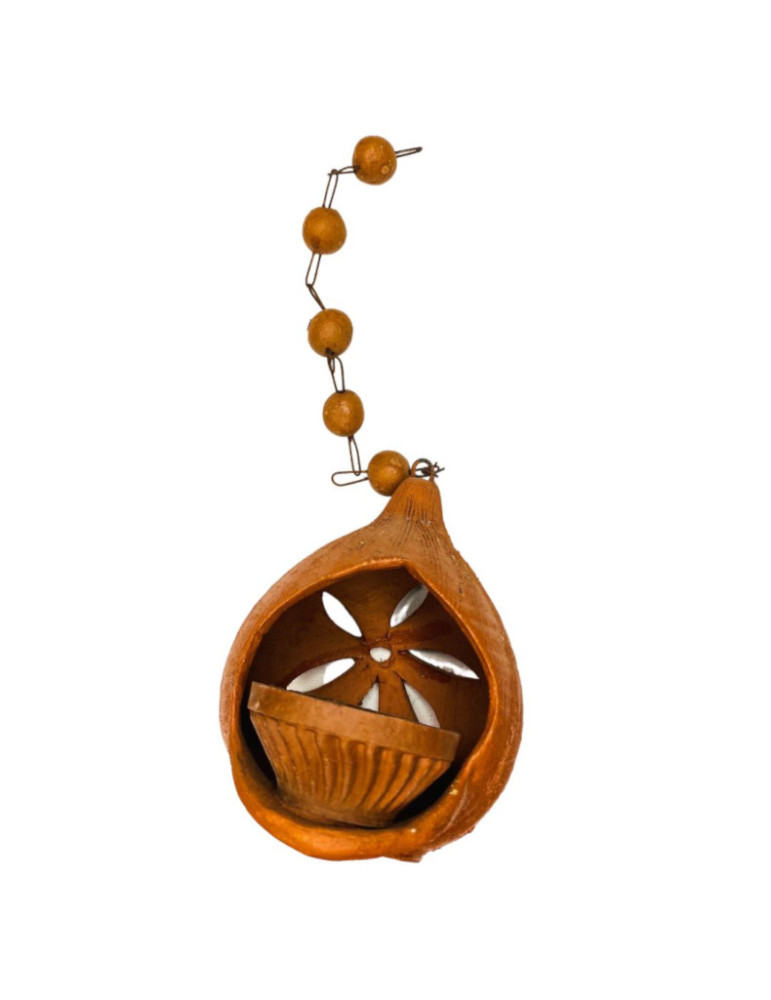 Yamini Terracotta/Mitti/Clay Coconut Shaped Inshell Hanging Diya for Diwali/Navratri Decoration and Pooja